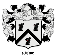 Howe Arms: Argent with a chevron between three griffins' heads sable.